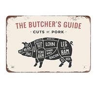 Butcher Cuts of Pig Pork Guide Retro Fashion Chic Metal Tin Sign Garage Vintage Garden House Wall Decor 12X8 Inch