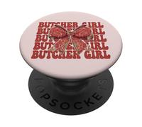Butcher Girl Meat Cleaver Coquette Bow PopSockets Adhesive PopGrip