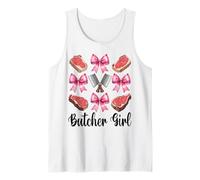 Butcher Girl Meat Cleaver Pink Coquette Bow Tank Top