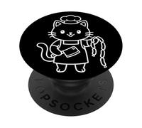 Butcher Kawaii Cat Butchery Meat Preparation PopSockets Adhesive PopGrip