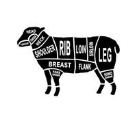 Butcher Lamb Cuts Wall Art Decal West Kitchen Window Murals Lambs Cuts Part Vinyl Wall Leg Head Rib Lamb Parts Sticker Extra Large - 75x110cm