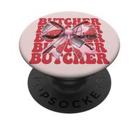 Butcher Meat Cleaver Girl Mom Coquette Bow PopSockets Adhesive PopGrip