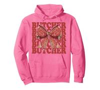 Butcher Meat Cleaver Girl Mom Coquette Bow Pullover Hoodie