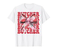 Butcher Meat Cleaver Girl Mom Coquette Bow T-Shirt