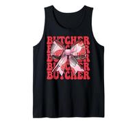 Butcher Meat Cleaver Girl Mom Coquette Bow Tank Top