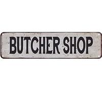 Butcher Shop Vintage Look Rustic Metal Sign Plaque Retro Signs Wall Decor 4x16 Inch