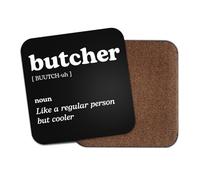 Butcher Square Coaster - Cook Work New Job Dictionary Regular But Cooler Definition Funny Joke Hobby Men Women Kitchen Drink #82668