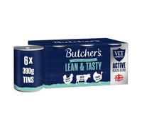 Butcher's Complete Wet Can Adult Dog Food Lean & Tasty Pack 6x390g | Complete & Balanced - British & Irish Farmed - Lower in Fat - Contains Chicken, Beef & Turkey Recipes