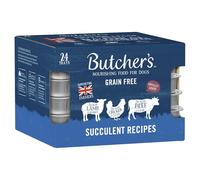 Butcher's Complete Wet Tray Adult Dog Food Succulent Recipes Pack 24x150g | Grain Free for Sensitive Stomachs - Complete & Balanced - British & Irish Farmed - Contains Lamb, Chicken & Beef Recipes