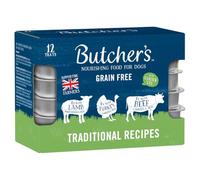Butcher's Complete Wet Tray Adult Dog Food Traditional Recipes Pack 12x150g | Grain Free for Sensitive Stomachs - Supports Heart Health - British & Irish Farmed - Contains Lamb, Turkey & Beef Recipes