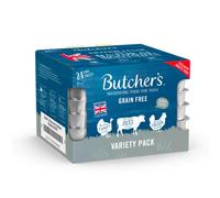 Butcher's Complete Wet Tray Adult Dog Food Variety Pack 24x150g | Grain Free for Sensitive Stomachs - Complete & Balanced - British & Irish Farmed - Contains Turkey, Chicken & Beef Recipes