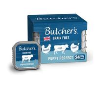 Butcher's Complete Wet Tray Puppy Food Puppy Perfect Pack 24x150g | Grain Free for Sensitive Stomachs - Supports Heart Health - British & Irish Farmed - Contains Salmon, Turkey & Trout Recipes
