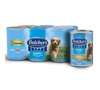 Butcher's Puppy Meaty Chunks in Jelly Tins Provides 7 health benefits 100% complete tasty goodness For a healthy start in life.6 x 400g
