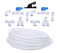 BUTIFULSIC 1 Roll 32.8ft Pe Ice Maker Water Line Kit with 13pcs Pipe Cutter and Connectors Set, Custom Fit Safety Assurance Tubing for Refrigerator Water Supply Behind Kitchen Cabinets