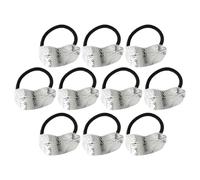 BUTIFULSIC 10pcs Metal Hair Scrunchies with Leaf Pattern for Women, Stretchy and Resistant to Tarnishing, Stylish Silver Ponytail for Events and Gatherings