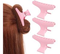 BUTIFULSIC 12 Pcs Pink Medium Butterfly Claw Hair Clips for Hairdressing Styling Sectioning Plastic Hair Trimming Salon Accessories