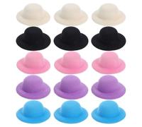 BUTIFULSIC 15pcs Miniature Top Hats for Crafts Lightweight Cloth Doll Accessories with Cute Design, Portable Tiny Hats for Snowman Dolls and Photo Prop Collection