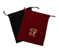 BUTIFULSIC 2 Pcs Hair Dryer Pouch Drawstring Container 10.24x7.87in Multi-Purpose Storage Washable Black Cloth Bags for Hotel and Home Use