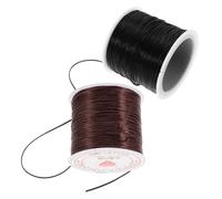 BUTIFULSIC 2 Rolls Flat Elastic Cord for Hair Extensions and Jewelry Making Silicone Stretch Wire for Braiding Beaded Necklaces Bracelets No-slip Elastic Thread for DIY Festival Use Brown