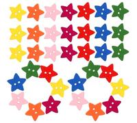 BUTIFULSIC 200pcs Wooden Star Buttons Colorful Five-Pointed Craft Buttons for Sewing Scrapbook DIY Clothing Decoration with Smooth Surface and Design