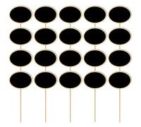 BUTIFULSIC 20pcs Oval Wooden Mini Chalkboard Signs Portable Garden Decorating Black Board Labels for Weddings and Party Decoration