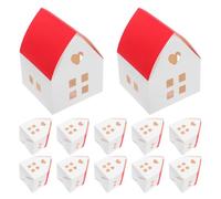 BUTIFULSIC 20pcs Red Roofed Hollow House Shape Candy Boxes Paper Treat Boxes for Holiday Parties and Weddings, Unique Delicate Decoration and Storing Small Items, Festive Christmas Party