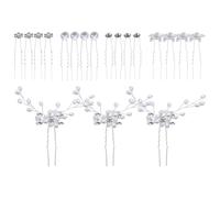 BUTIFULSIC 23pcs Pearl U Shape Rhinestone Hair Pins Set with Flower Design Bridal Headpiece Wedding Hair Accessories for Women Prom Party
