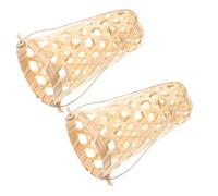 BUTIFULSIC 2pcs Bamboo Woven Hanging Baskets for Flowers and Plants, Small Wall Planters with Jute Rope Handles, 9x17x6.3cm, Orchid Planter and Balcony Hanging Basket for Indoor and Outdoor