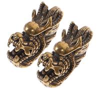 BUTIFULSIC 2pcs Brass Dragon Head Keychain Pendants, Creative Retro DIY Brass Making Pendant, Sturdy Golden Long Horn Charms for Bag Embellishments and Keychain Accessories
