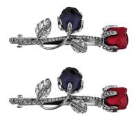 BUTIFULSIC 2pcs Elegant Red Rose Rhinestone Hair Clips Bridal Barrette Alloy Hair Decoration for Wedding and Bridal Accessories