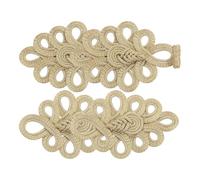 BUTIFULSIC 2pcs Golden Chinese Knots Frog Buttons Closure Fasteners for Cheongsams and Suits, Handmade Polyester Decorative Solution with Elegant Appearance, for DIY Sewing and Crafting