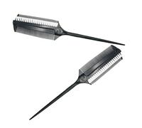 BUTIFULSIC 2pcs Hair Color Application Brush Hair Dye Comb Brush Black Plastic Double Sided Two in One Design Multi-purpose Comb for DIY Hairstyle and Professional Salon Use