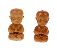 BUTIFULSIC 2pcs Hand-carved Boxwood Buddha Key Chain Ornament Multifunctional Pendant for Car Keys Bags Backpacks Practical Feng Shui Decoration