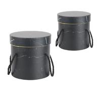BUTIFULSIC 2pcs Handheld round Flower Buckets Creative Floral Packaging Boxes Portable Containers for Bouquets and Garden Arranging Black with One Large and One Small
