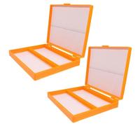 BUTIFULSIC 2pcs Microscope Slide Storage Box with 100 Places Plastic Organizer Case, Orange Rectangle Design, Secure Storage Preventing Edge Chipping, for Educational Demonstrations