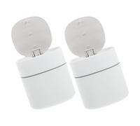 BUTIFULSIC 2pcs Mini Desktop Trash Bin with Hygienic Push Lid, 2l Plastic Small Trash Can for Countertop Use and Office, White Handsfree Desk Waste Basket with Lid