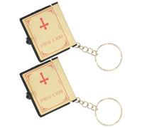 BUTIFULSIC 2pcs Miniature Bible Key Keychain Set for Phone Decoration and Bag Pendant, Golden Colour, Made of Abs, Paper and Zinc Alloy, Lightweight and Easy to Carry with Good