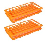 BUTIFULSIC 2pcs Orange Plastic Test Tube Rack with 50 Holes, Rectangular Design, Multilayer Structure for Laboratory and Clean Benches, Featuring Spacesaving Design and Efficient Sample