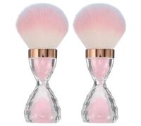 BUTIFULSIC 2pcs Pink Sand Timer Shaped Nail Dust Brush Set with Large Head Design for Versatile Use, Plastic and Fiber Material, for Nail Cleaning and Makeup Application