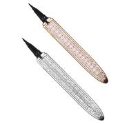 BUTIFULSIC 2Pcs Self-adhesive Eyeliner Pen Quick-dry Ultra-fine Tip Sweatproof Eye Lining Pencil for Women Makeup Pearl Rose Gold with Diamond Silver Accents