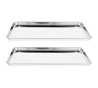 BUTIFULSIC 2pcs Stainless Steel Baking Trays Cookie Pan Set with Oil Filter Feature Sturdy Flat Kitchen Baking Plates Suitable and Roasting