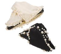 BUTIFULSIC 2pcs Triangle Hair Claw Clips for Women with Artificial Pearls and Satin Finish Non-slip Strong Hold Hair Catch Barrettes for Makeup and Washing Face