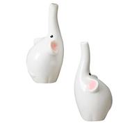 BUTIFULSIC 2pcs White Ceramic Elephant Vases for Flower Container Decorative Desktop Plant Holders with Simple Design for Home and Office Décor