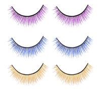 BUTIFULSIC 3 Pairs 3D Multi-Layer Colored False Eyelashes for Women, Yellow Purple Blue Party and Cosplay Performance Lashes, Lightweight Fake Eyelashes for Stage Makeup