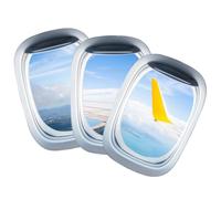 BUTIFULSIC 3 Sheets Through Window Art Airplane Wall Stickers Featuring Sky Scenery Decal Design Easy to Apply and Removable PVC Plane Window Wall Sticker for Tv Background