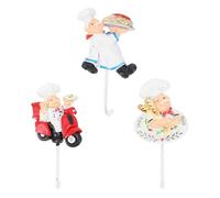 BUTIFULSIC 3pcs Kitchen Resin Hook Resin Chef Figurine Wall Hooks Multi-Purpose Rounded Edges Stainless Steel Simple Elegant Decorative Kitchen for Wall Behind The Door