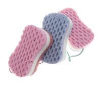 BUTIFULSIC 3pcs Natural Bath Sponges Soft Body Cleaning Pads Exfoliating Shower Scrubbers with Hanging Rope for Adults Gentle Massage and Dead Skin Removal Random Color