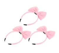 BUTIFULSIC 3pcs Pink Bow Headbands Lightweight Non-slip Fabric Hair Hoops for Women Large Bowknot Hair Accessories for Face Washing Spa Skincare Beauty Routine Fits