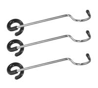 BUTIFULSIC 3pcs Stainless Steel Light Pole Hooks for Camping Lights and Clothes, Anti-Skid Metal Pole Hook with Rubber Grip, Easy to Install and Remove, for Outdoor Camping and Party Use