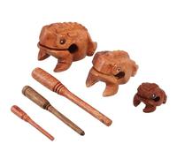 BUTIFULSIC 3pcs Wooden Frog Noise Maker Percussion Instruments Fine Texture and Hand Painted Design, Resisting Deformation and Wear, for Living Room or Nightstand Decor and Bringing Good Luck